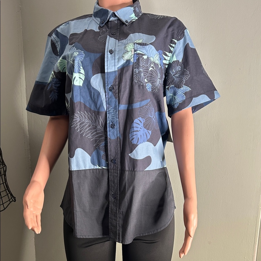 Levi's Short Sleeve Floral Button-Down Shirt - Blue, Black